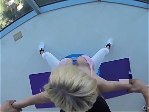 blonde babe Kayla Kayden interrupted from yoga to shag